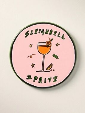 Anthropologie Sleighbell Spritz Coaster NEW Nephthys Illustrated  Ceramic